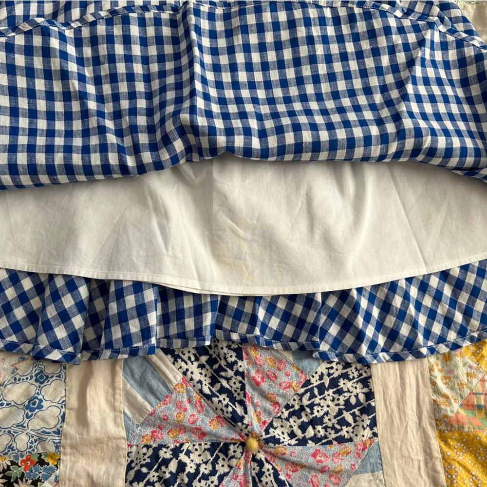 J Crew Blue & White Gingham Linen Skater Skirt - Picture 5 of 11